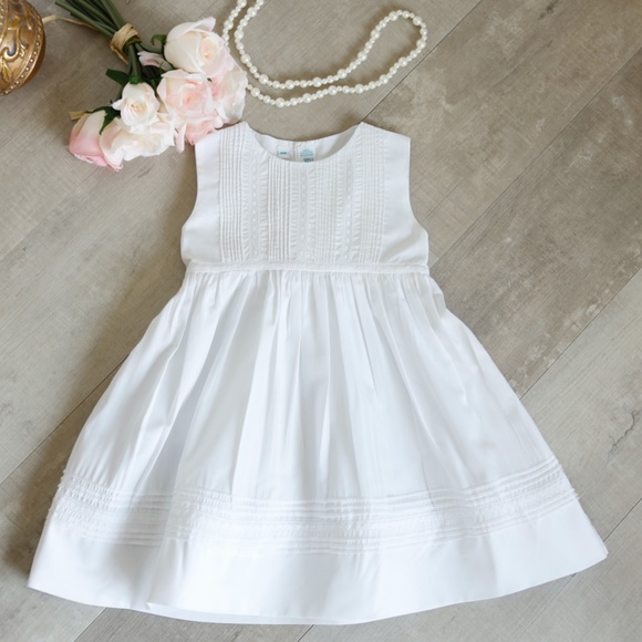 White Dress Lace and Pin Tucks Sleeveless Feltman Brothers 18